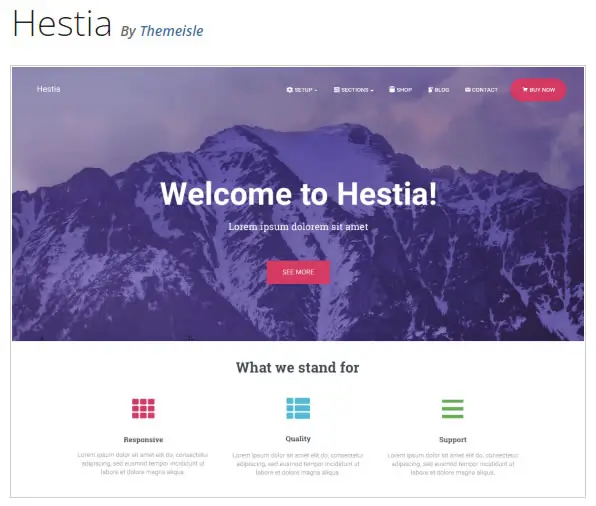 Hestia free wordpress theme